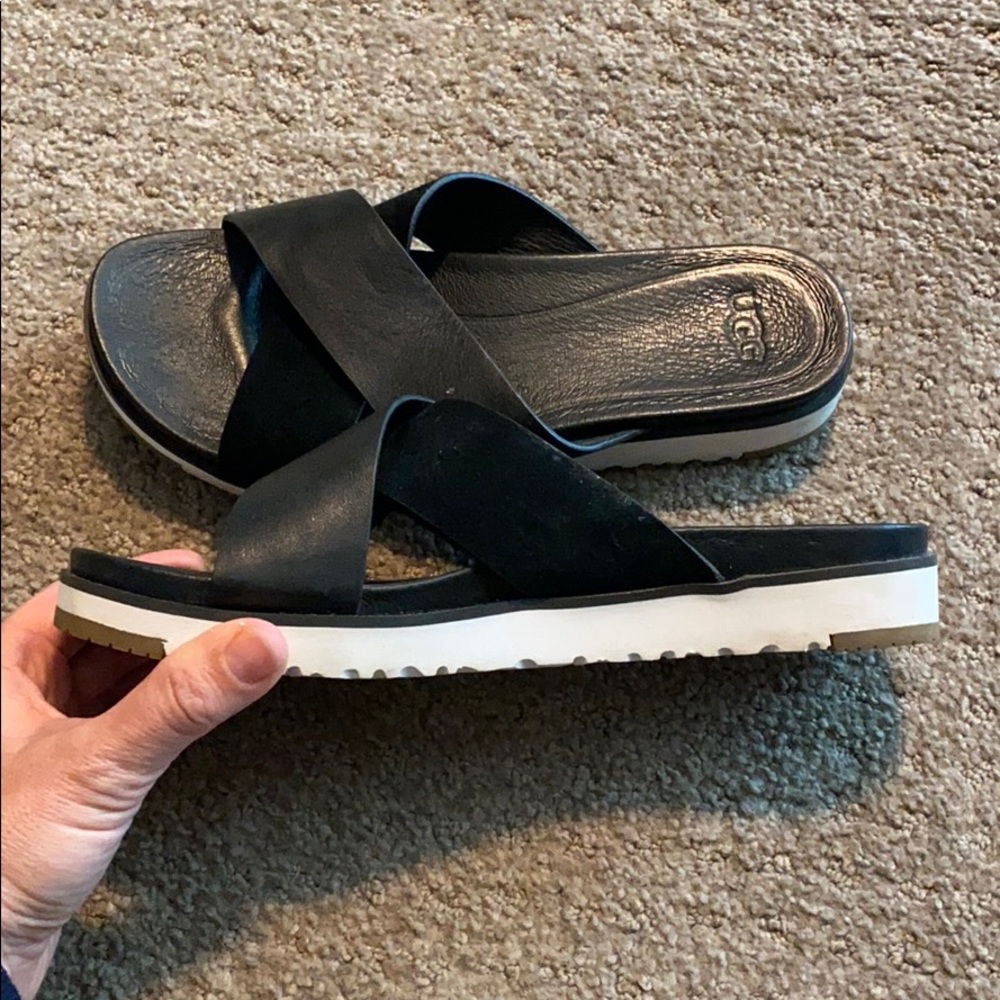 Ugg black/white flip flops - size 6.5